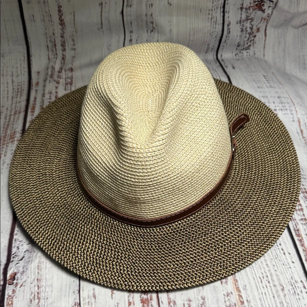 Sunday Afternoons Cream and Brown Wide Brimmed Fedora Hat Medium - Picture 3 of 16